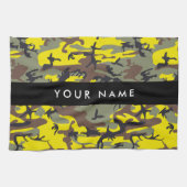 Gelb und braun Camouflage Ihr Name personalisieren Geschirrtuch (Horizontal)