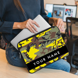 Gelb und braun Camouflage Ihr Name personalisieren Laptopschutzhülle