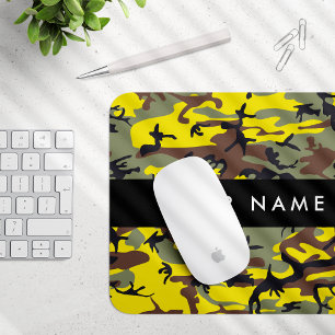 Gelb und braun Camouflage Ihr Name personalisieren Mousepad