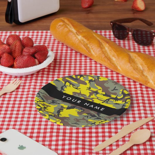 Gelb und braun Camouflage Ihr Name personalisieren Pappteller (Picknick)