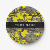 Gelb und braun Camouflage Ihr Name personalisieren Pappteller (Vorderseite)