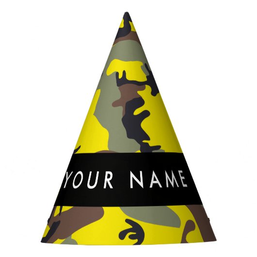 Gelb und braun Camouflage Ihr Name personalisieren Partyhütchen (Vorderseite)