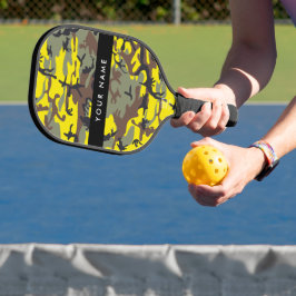 Gelb und braun Camouflage Ihr Name personalisieren Pickleball Schläger