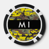 Gelb und braun Camouflage Ihr Name personalisieren Pokerchips (Rückseite)