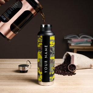 Gelb und braun Camouflage Ihr Name personalisieren Trinkflasche