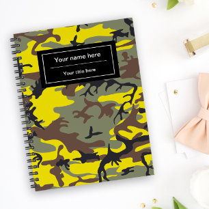 Gelb und Braun Camouflage, Tarnmuster, Militär, Ar Notizblock