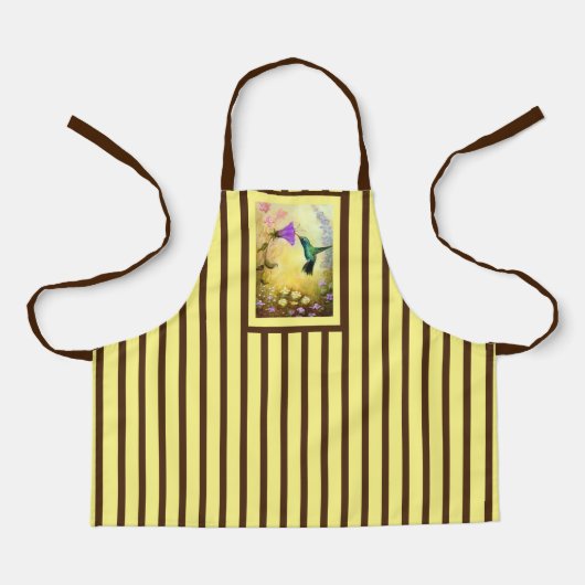 Gelb und braun gestreifte Hummingbird-Schürze für Schürze (Vorderseite)