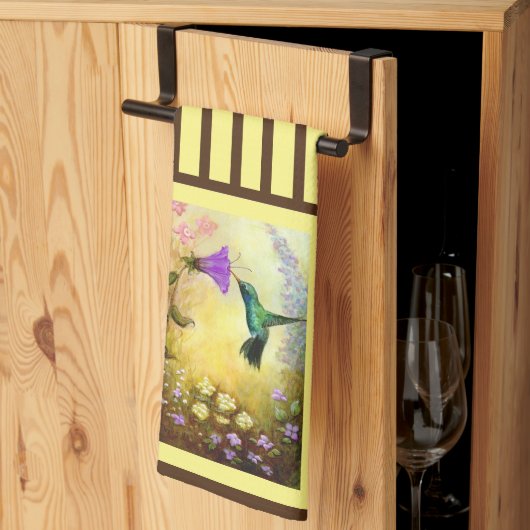 Gelb und braun Hummingbirds Küchentuch (Drittel gefaltet)