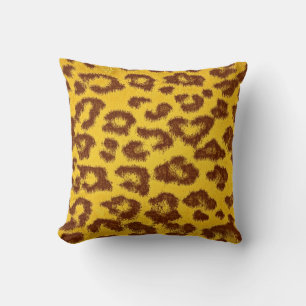 Gelb und Braun Leopardendruck Kissen