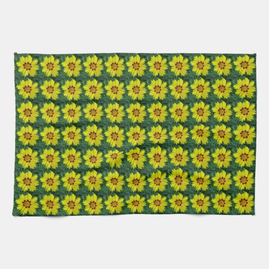 Gelb und Bronze Coreopsis Muster Geschirrtuch (Horizontal)