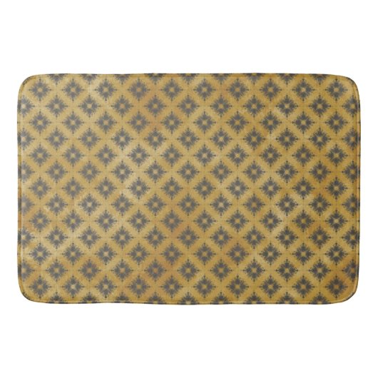 Gelb und Bronze Diamant Burst Muster Badematte (Vorderseite)
