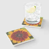 Gelb und Bronze Rudbeckia Floral Steinuntersetzer (Seitenansicht)