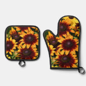 Gelb und Bronze Rudbeckias Floral Ofenhandschuh & Topflappen-Set (Vorderseite)