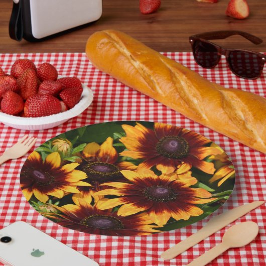 Gelb und Bronze Rudbeckias Floral Pappteller (Picknick)