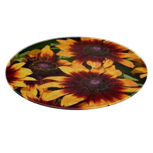 Gelb und Bronze Rudbeckias Floral Schneidebrett (Ecke)