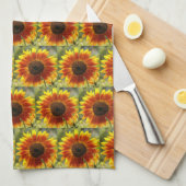 Gelb und Bronze-Sonnenblumenmuster Geschirrtuch (Viertel Falte)