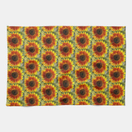 Gelb und Bronze-Sonnenblumenmuster Geschirrtuch