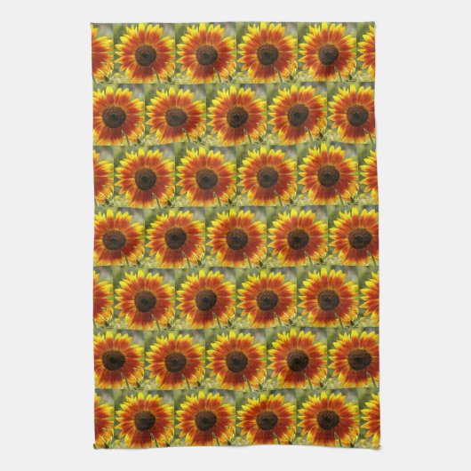 Gelb und Bronze-Sonnenblumenmuster Geschirrtuch (Vertikal)