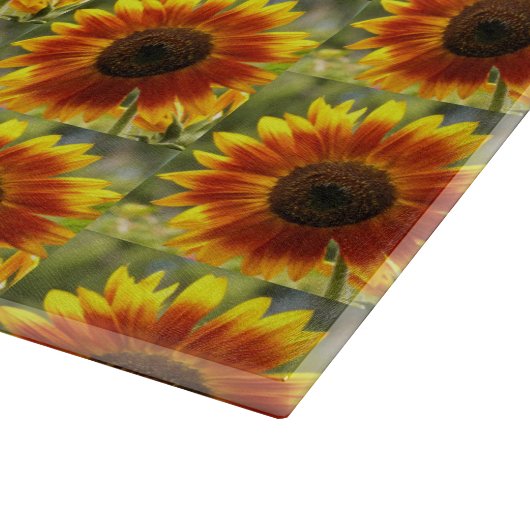 Gelb und Bronze-Sonnenblumenmuster Schneidebrett (Ecke)