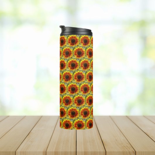 Gelb und Bronze-Sonnenblumenmuster Thermosbecher