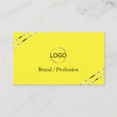 Gelb und Creme mit Silberlinien Logo QR Code Visitenkarte (Vorderseite)