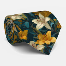 Gelb- und cremefarbene Lilien-Blumenmuster