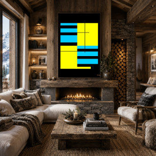 Gelb und Cyan Gitter Bauhaus Minimalistisches Desi Poster