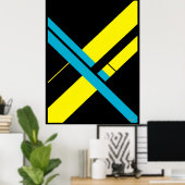 Gelb und Cyan X Bauhaus Minimalistisches Design Poster (Heimbüro)