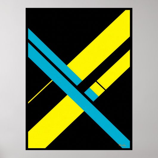 Gelb und Cyan X Bauhaus Minimalistisches Design Poster (Vorne)
