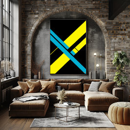 Gelb und Cyan X Bauhaus Minimalistisches Design Poster