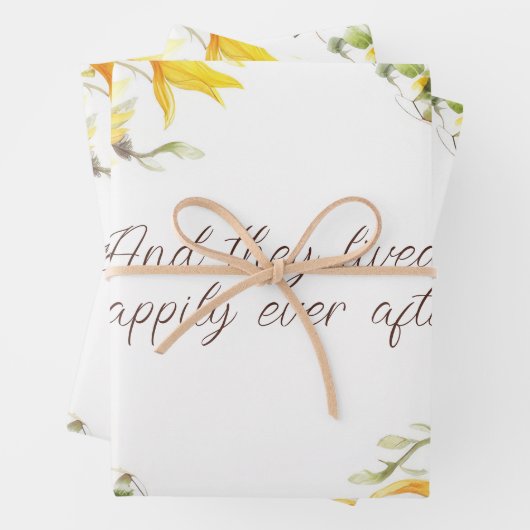 Gelb- und Goldblumen-Rahmen Personalisiert Geschenkpapier Set (Beispiel)