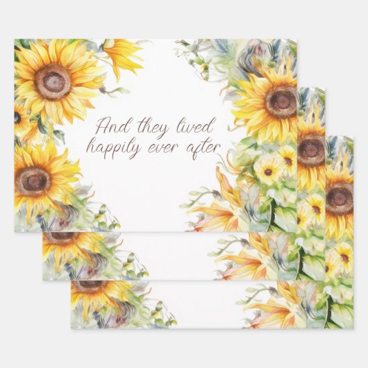 Gelb- und Goldblumen-Rahmen Personalisiert Geschenkpapier Set (Set)