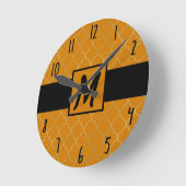 Gelb- und Goldquartett Mit Monogramm Runde Wanduhr (Winkel)