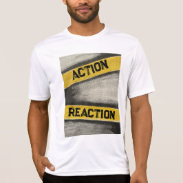 Gelb und Grafit für Männer "Aktion und Reaktion" T-Shirt