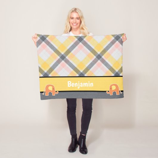 Gelb und Grau Baby Elephant Fleece Blanket (Beispiel)