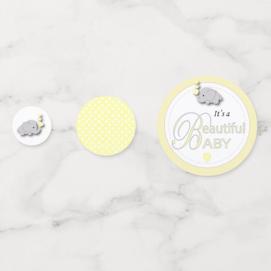 Gelb und Grau | Babydusche Konfetti (Rückseiten)