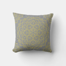 Gelb und Grau Boho Mandala Pillow