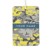 Gelb und Grau Camouflage Ihr Name personalisieren Autolufterfrischer (Vorderseite)