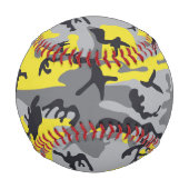 Gelb und Grau Camouflage Ihr Name personalisieren Baseball (Vorderseite)