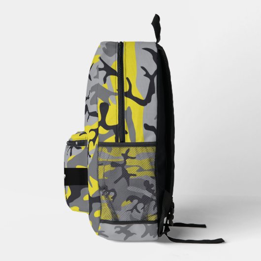 Gelb und Grau Camouflage Ihr Name personalisieren Bedruckter Rucksack (Rechts)
