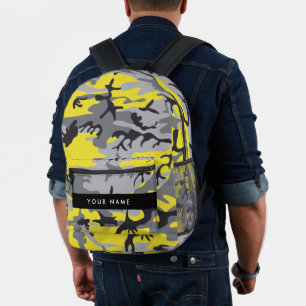 Gelb und Grau Camouflage Ihr Name personalisieren Bedruckter Rucksack