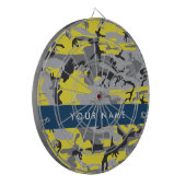 Gelb und Grau Camouflage Ihr Name personalisieren Dartscheibe (Vorderseite Links)