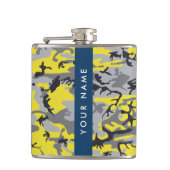 Gelb und Grau Camouflage Ihr Name personalisieren Flachmann (Vorderseite)