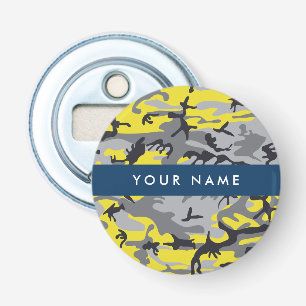 Gelb und Grau Camouflage Ihr Name personalisieren Flaschenöffner