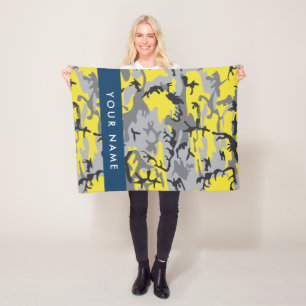 Gelb und Grau Camouflage Ihr Name personalisieren Fleecedecke