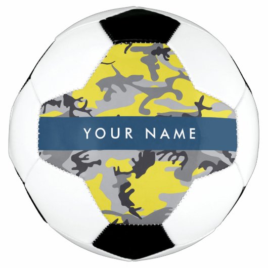 Gelb und Grau Camouflage Ihr Name personalisieren Fußball (Vorderseite)