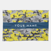 Gelb und Grau Camouflage Ihr Name personalisieren Geschirrtuch (Horizontal)