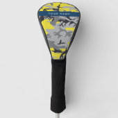 Gelb und Grau Camouflage Ihr Name personalisieren Golf Headcover (Vorderseite)