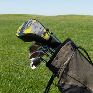 Gelb und Grau Camouflage Ihr Name personalisieren Golf Headcover