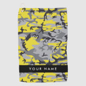 Gelb und Grau Camouflage Ihr Name personalisieren Golfhandtuch (Vorderseite)